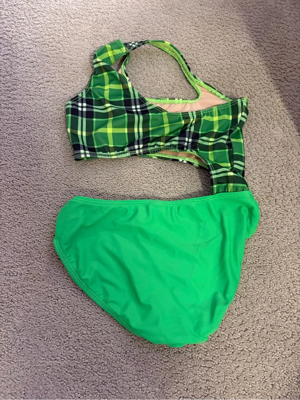 Kandi Kouture Kids Green Plaid Dance Leo